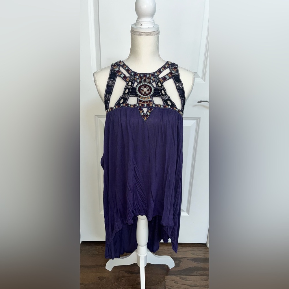 Freepeople Side Tie Embroidered Strappy Tunic